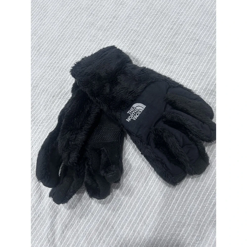 The North Face Women's Fleece Gloves Black Grip Palm Buckle Size Small